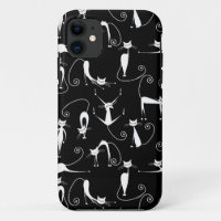Whimsical Skinny white Cat Pattern