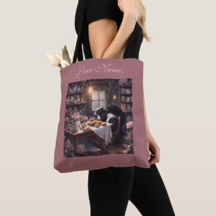 Whimsical Skunk Tea Shop Books and Roses Summer Tote Bag
