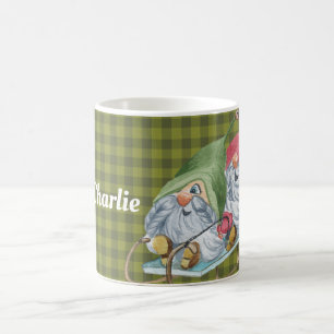 Whimsical Sledding Gnomes Personalised Coffee Mug