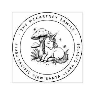 Whimsical Sleeping Baby Unicorn Return Address Self-inking Stamp