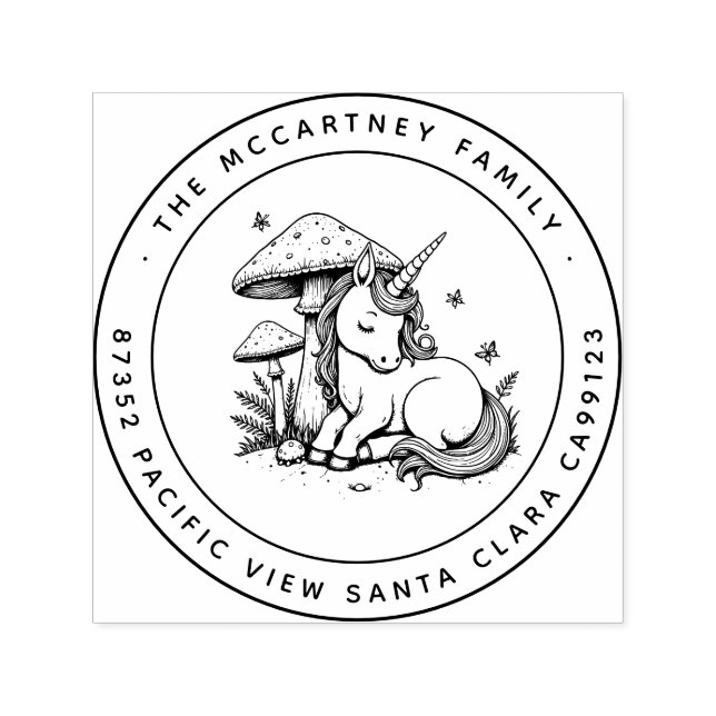Whimsical Sleeping Baby Unicorn Return Address Self-inking Stamp (Design)