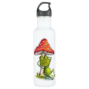 Whimsical Sleeping Frog Under a Mushroom 710 Ml Water Bottle