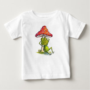 Whimsical Sleeping Frog Under a Mushroom Baby T-Shirt