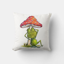 Whimsical Sleeping Frog Under a Mushroom