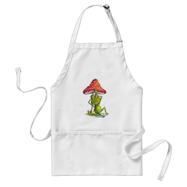 Whimsical Sleeping Frog Under a Mushroom Standard Apron (Front)