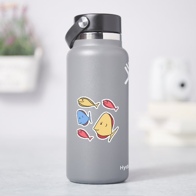 Whimsical Small fishes red blue yellow (HydroFlask)