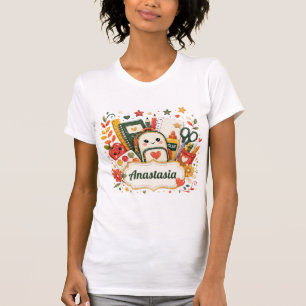 Whimsical Smiley Backpack & Apple Glitter School T-Shirt