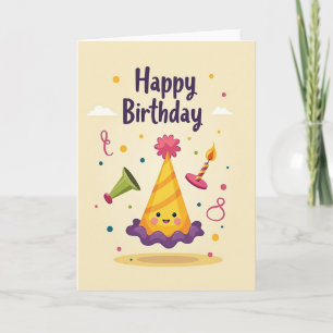 Whimsical Smiling Hat Birthday Card