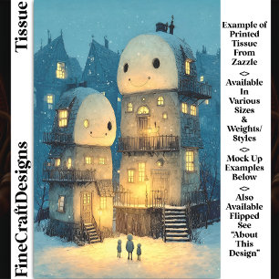 Whimsical Smiling Snowmen Houses DW9R Decoupage Tissue Paper