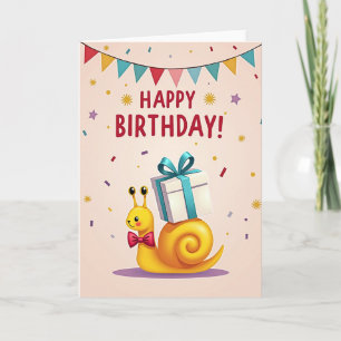 Whimsical Snail Birthday Card
