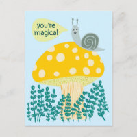 Whimsical Snail on Magical Mushroom Cute CUSTOM