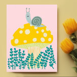 Whimsical Snail on Magical Mushroom Cute Postcard<br><div class="desc">Customisable card,  Add your own text to the back or front of the card.
Check my shop for more designs or let me know if you'd like something custom.</div>