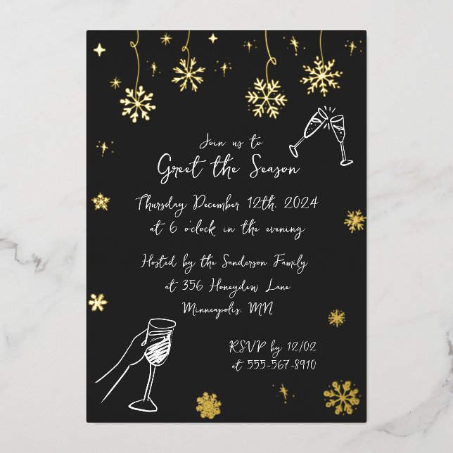 Whimsical Snow Christmas Holiday Winter Party  (Front)