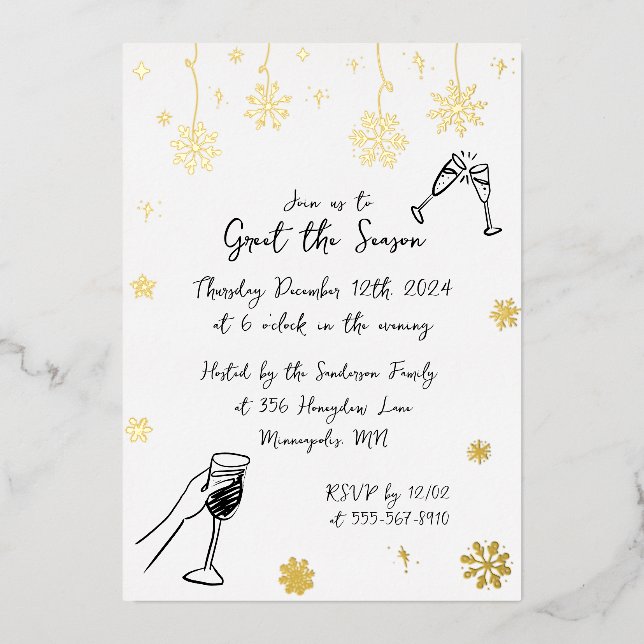 Whimsical Snow Christmas Holiday Winter Party  (Front)