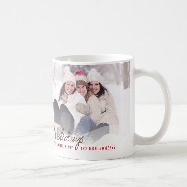 Whimsical Snow Christmas Trees Holiday Photo Mug (Right)