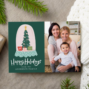 Whimsical Snow Globe Photo Holiday Card