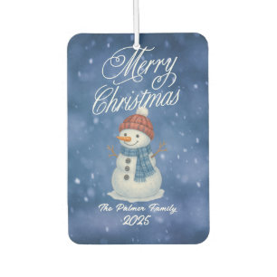 Whimsical Snow Man Merry Christmas Car Air Freshener