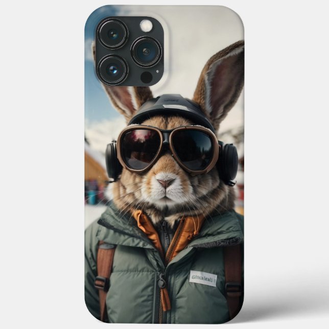 Whimsical Snowboarding Bunny Case-Mate iPhone Case (Back)