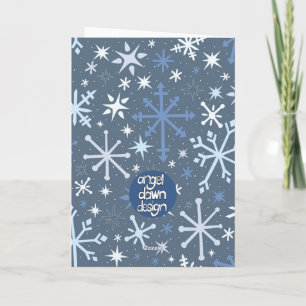 Whimsical Snowflake Greeting Card in Blues