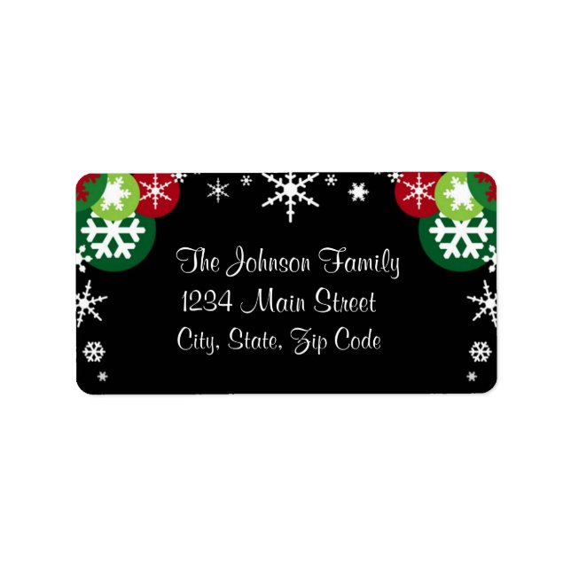Whimsical Snowflake Holiday address label (Front)