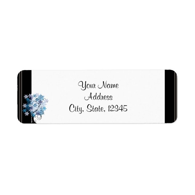 Whimsical Snowflake Tree Posh Wedding Label (Front)