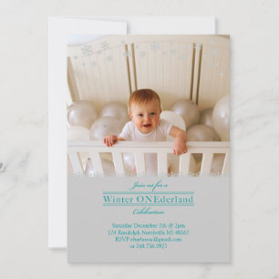 Whimsical Snowflakes Birthday Photo Invitation