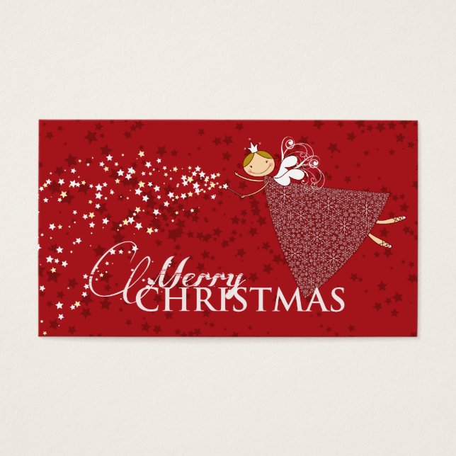 Whimsical Snowflakes Christmas Fairy Gift Tag (Front)