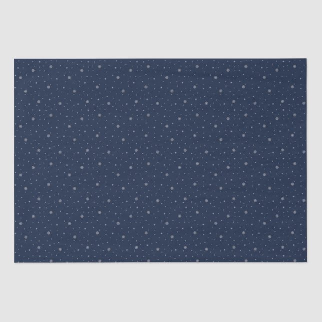Whimsical Snowflakes Christmas Pattern Dark Blue Tissue Paper (Front)