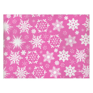 Whimsical Snowflakes on PinkTablecloth Tablecloth