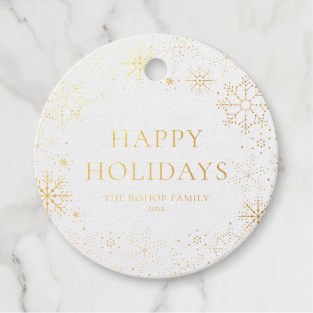 Whimsical Snowflakes Wreath Holiday Favour Tags (Front)