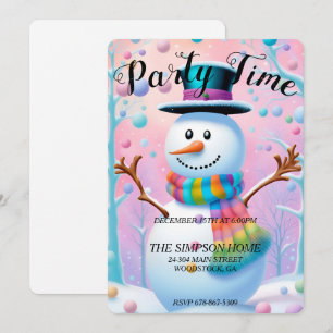 Whimsical Snowman Christmas Invitation Flat Card