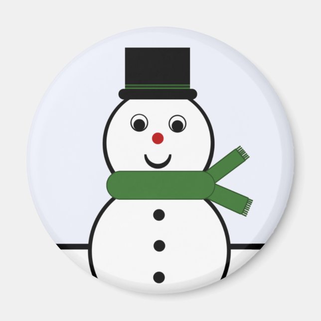 Whimsical Snowman Christmas Magnet (Front)