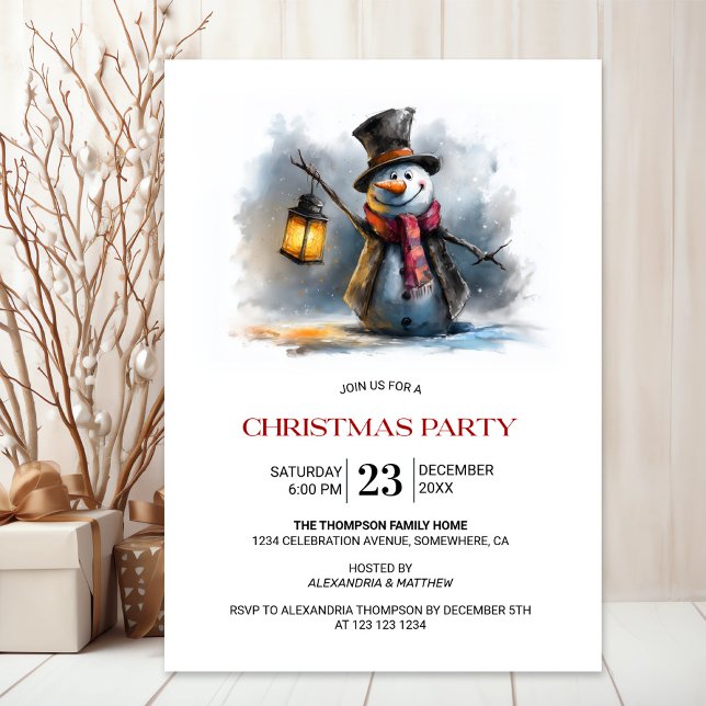 Whimsical Snowman Christmas Party Invitation (Creator Uploaded)