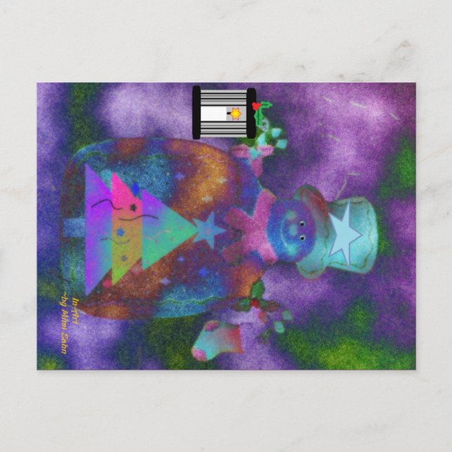 "Whimsical Snowman" Christmas Postcard (Front)