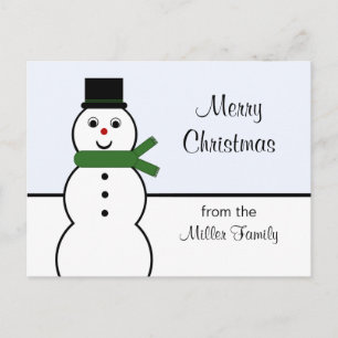 Whimsical Snowman Christmas Postcard