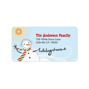 Whimsical Snowman Holiday Cheers Christmas Address Label