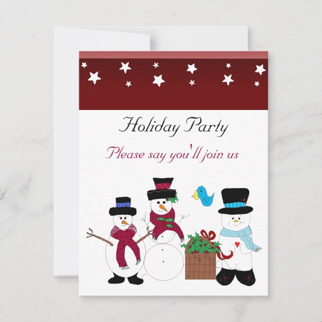 Whimsical Snowman Holiday Party Invitation (Front)