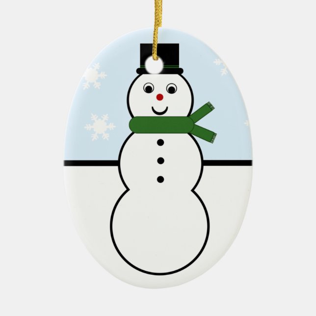 Whimsical Snowman Oval Ornament (Front)