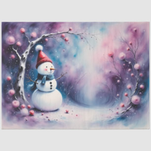 Whimsical Snowman   Pastel Winter Christmas Tissue Paper