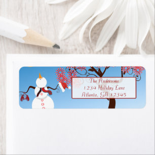 Whimsical Snowman Return Address