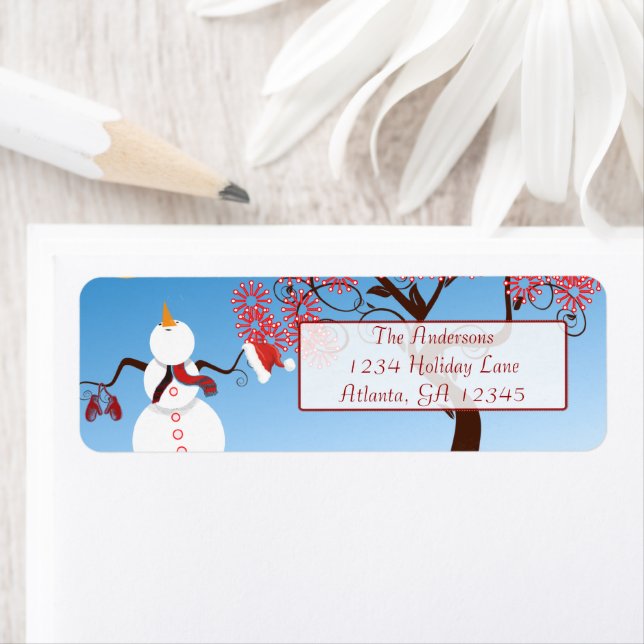 Whimsical Snowman Return Address (Insitu)