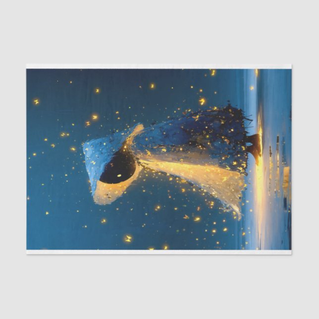 Whimsical Snowman Spirit In Cloak DX3L Decoupage  Tissue Paper (Front)