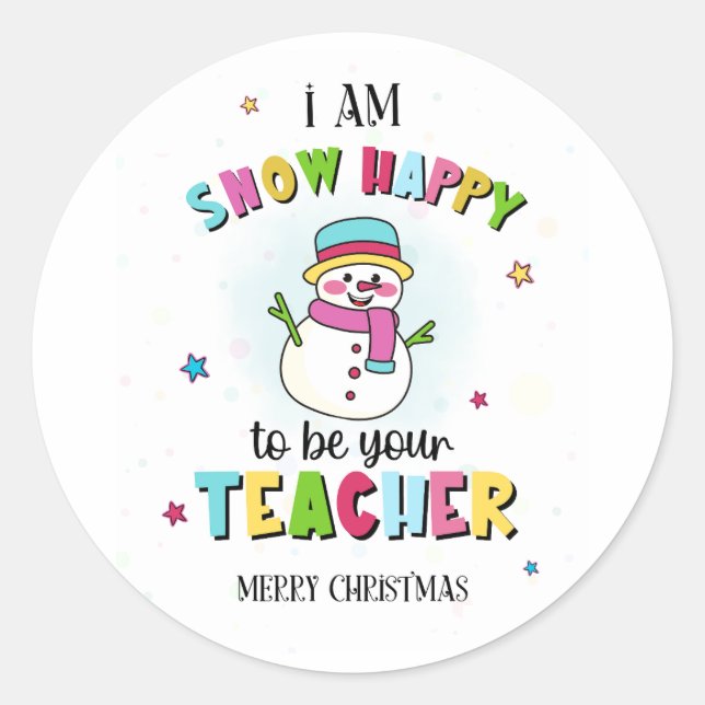Whimsical Snowman Teacher Holiday Tags  (Front)