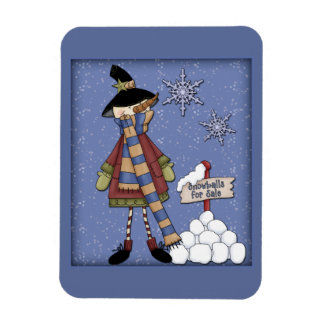 Whimsical Snowman with snowballs Magnet