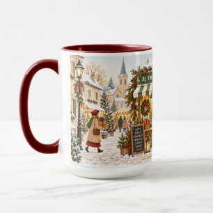 Whimsical Snowy Day at European Christmas Market Mug