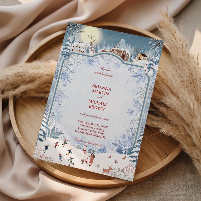 Whimsical Snowy Village Beneath Invitation (Creator Uploaded)
