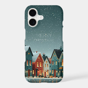 Whimsical Snowy Winter Village Merry Christmas