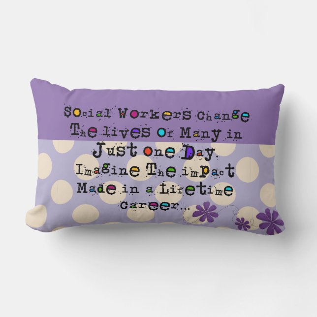 Whimsical Social Worker Pillow  Purple (Front)