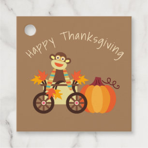 Whimsical Sock Monkey Thanksgiving  Favour Tags