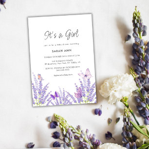 Whimsical Soft Lavender Butterfly Baby Shower Invitation